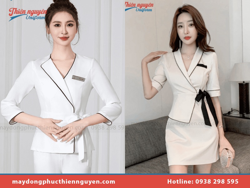 Áo sơ mi đồng phục spa màu trắng