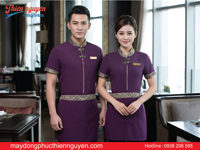 Mẫu đồng Phục Nhân Viên Nhà Hàng Thái Lan Màu Tím đẹp