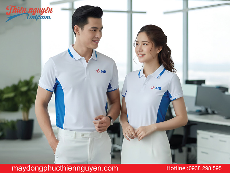 may và in áo thun đồng phục ngân hàng MB bank - Thiên Nguyên Uniform