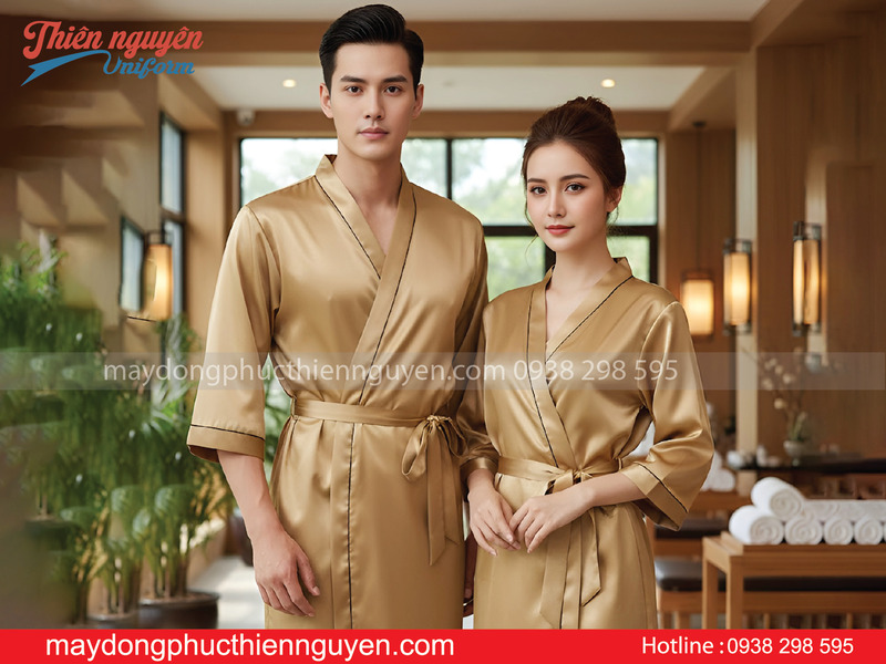 Mẫu đồng phục áo choàng spa cho khách tại Tây Ninh - Thiên Nguyên Uniform
