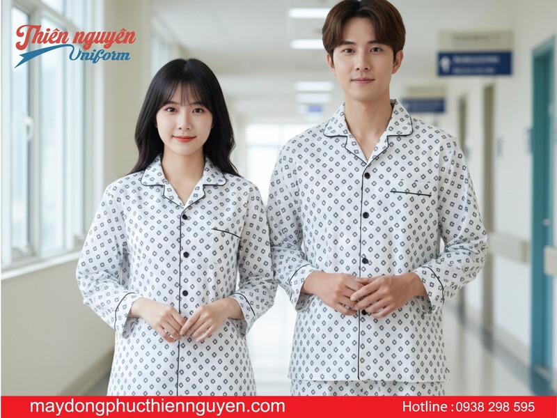 Mẫu quần áo đồng phục bệnh nhân cho nam nữ cổ daton