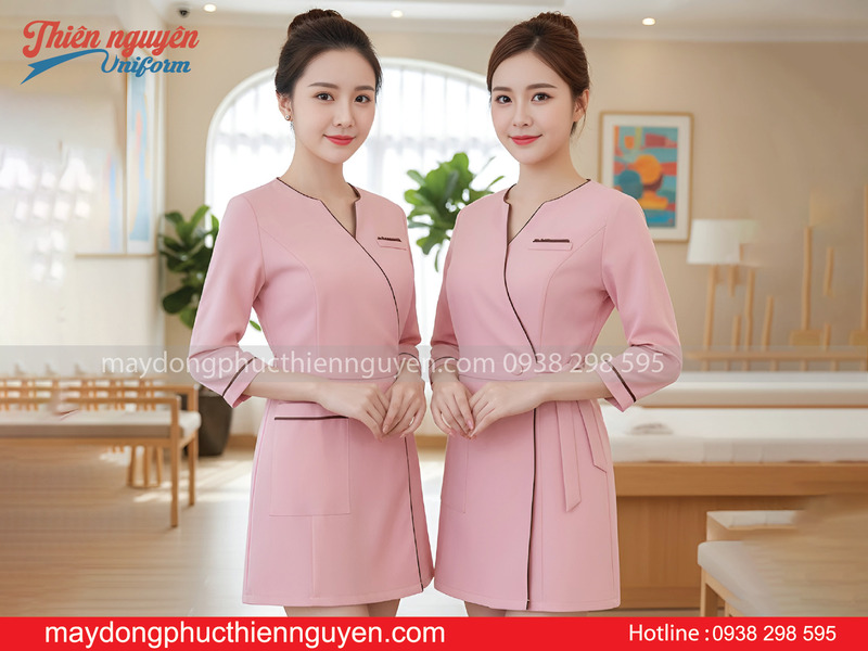 Mẫu đồng phục nhân viên spa màu trắng tại Cần Thơ - Thiên Nguyên Uniform