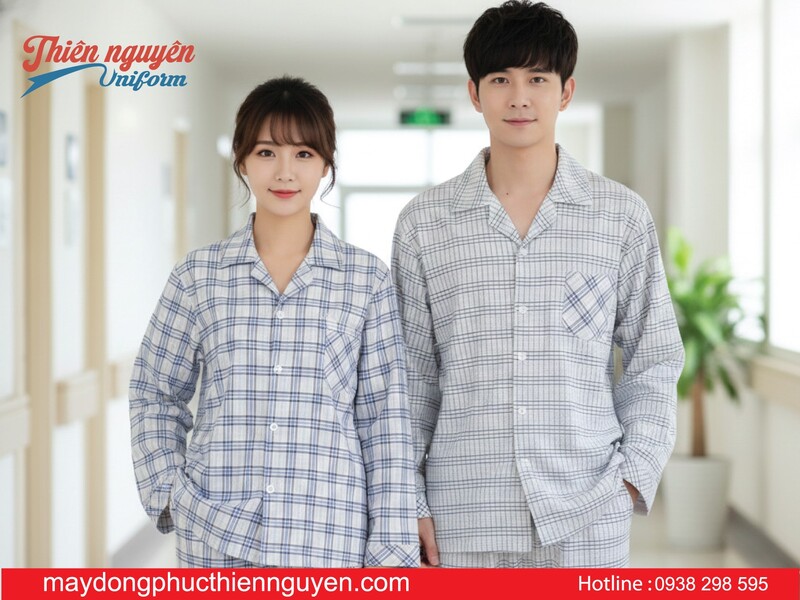 Mẫu đồng phục quần áo bệnh nhân sọc caro