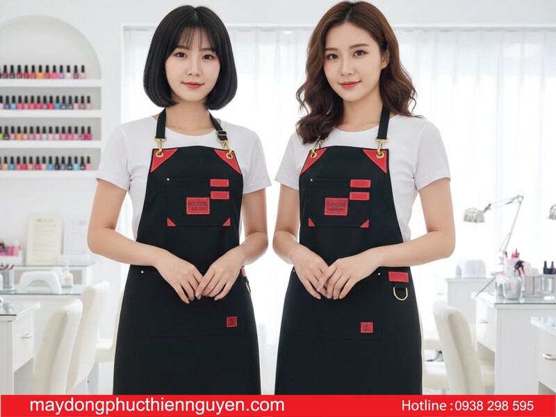 mẫu tạp dề nail màu đen đẹp