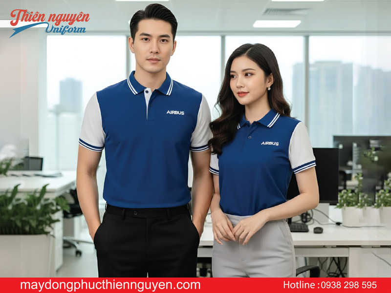 mẫu áo thun đồng phục công ty Airbus