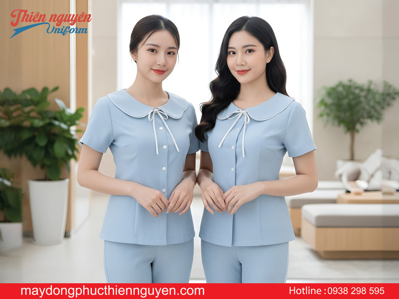 mẫu đồng phục spa màu pastel