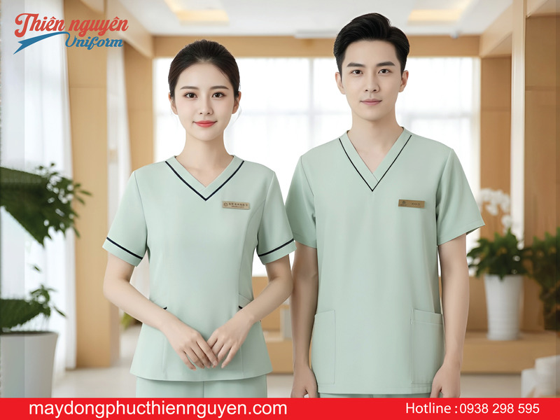 may đồng phục tiệm nail theo phong cách đơn giản - Thiên Nguyên Uniform