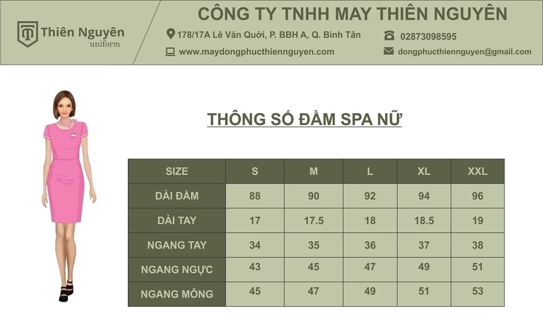 thông số đầm spa nữ