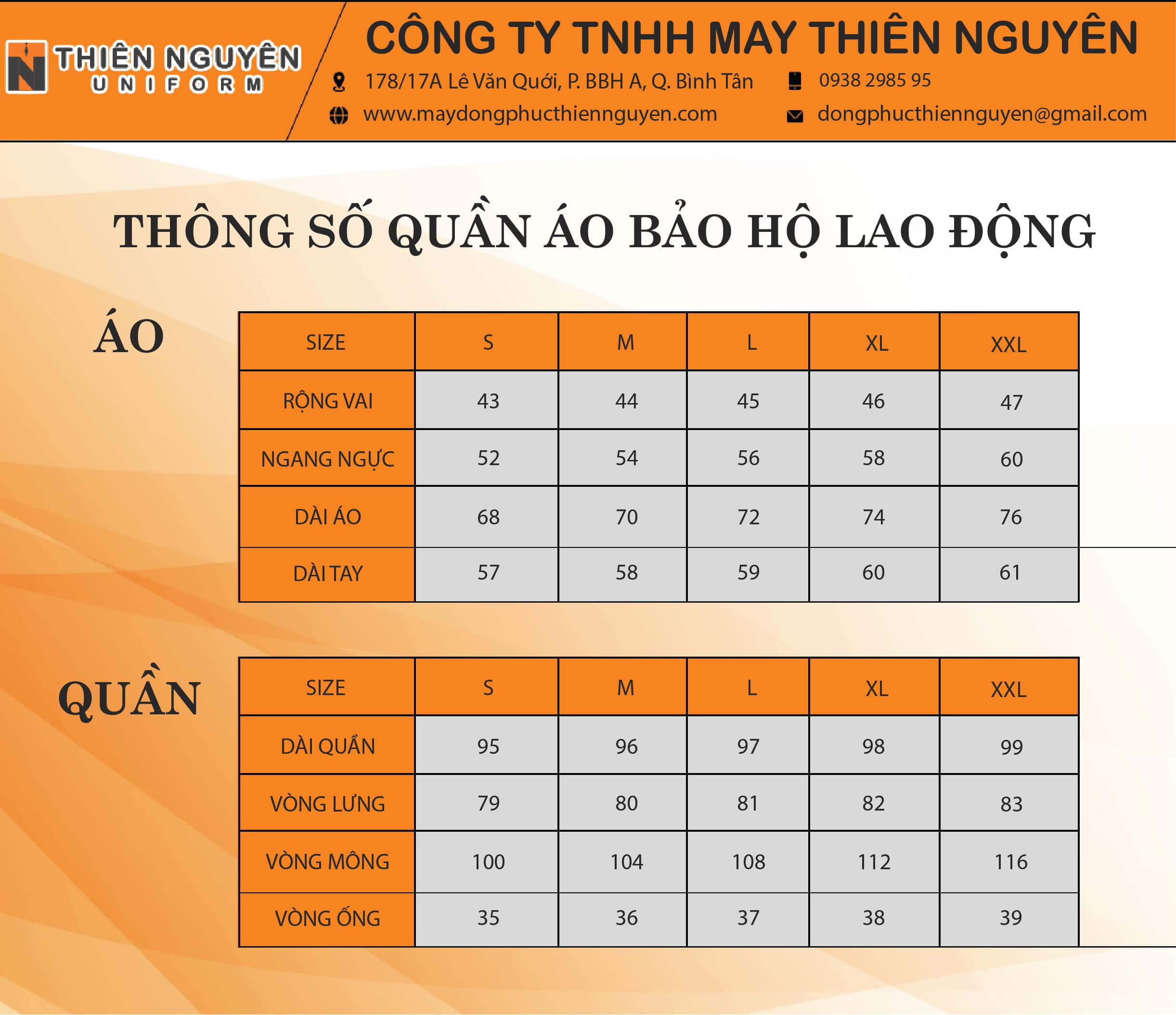 Thông số đồng phục bảo hộ lao động