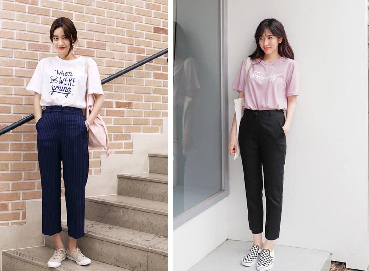 trang phục công sở áo thun quần Tây