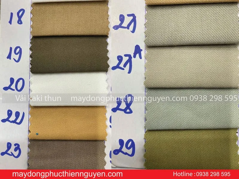 Bảng màu vải kaki thun. Ảnh 2