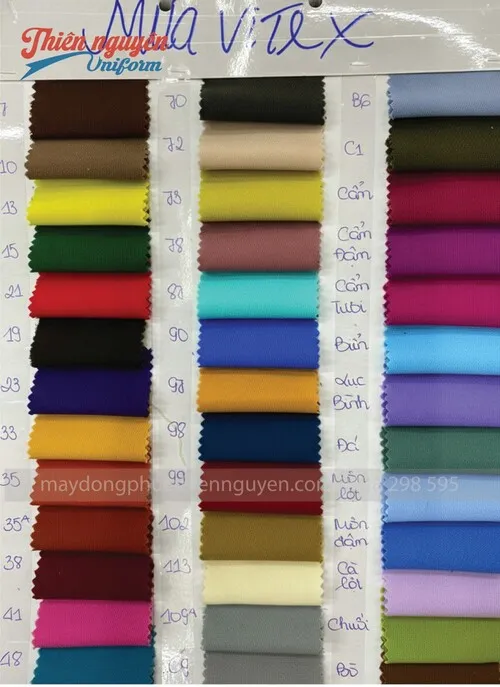bảng màu vải tuyết mưa vitex Thiên Nguyên uniform. Ảnh 1