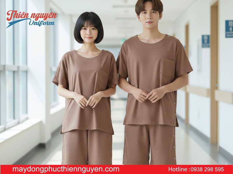 mẫu đồng phục quần áo bệnh nhân nam nữ tay ngắn