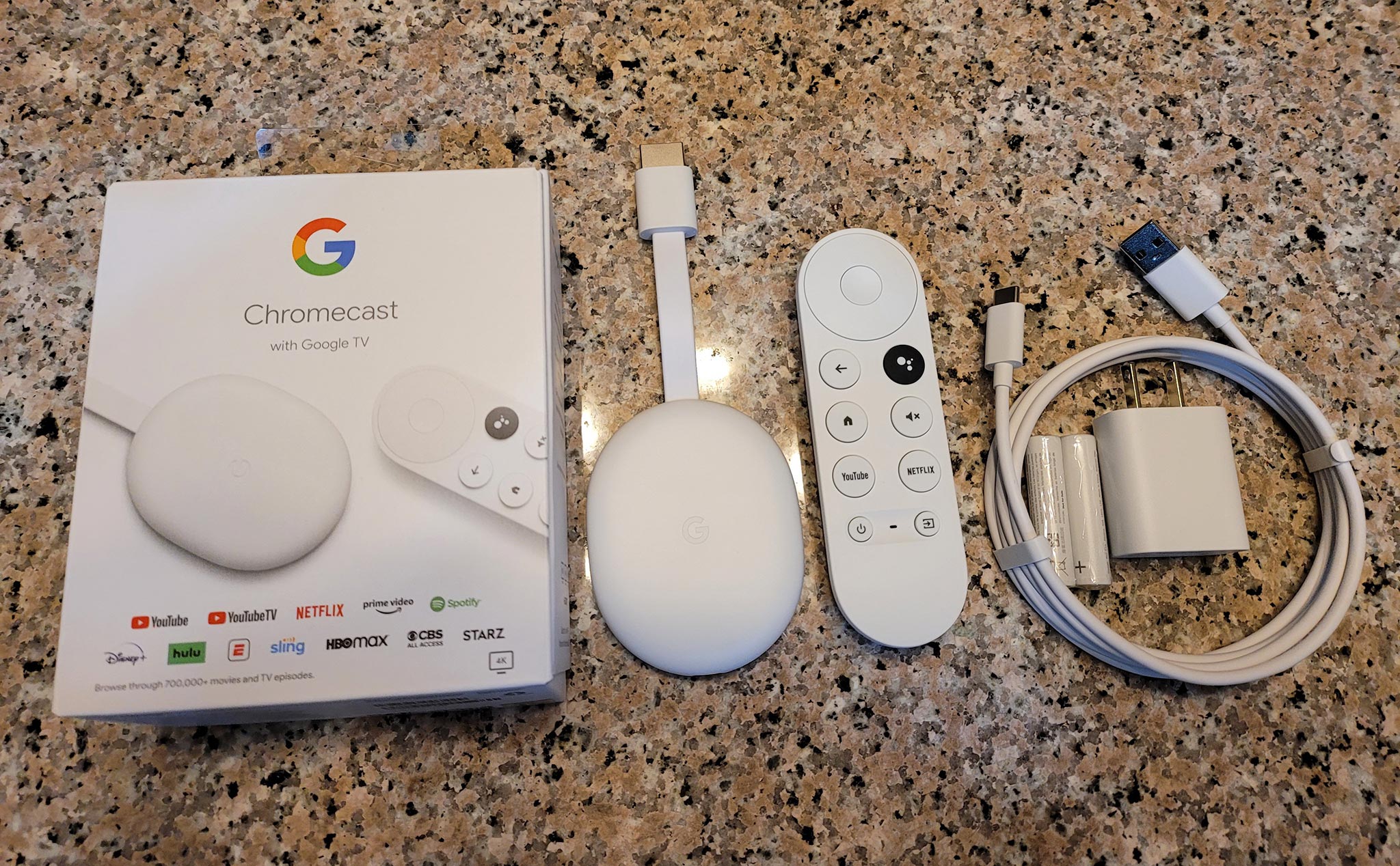 google chromecastt with google tv, 4k hdr, tvbox, màu trắng