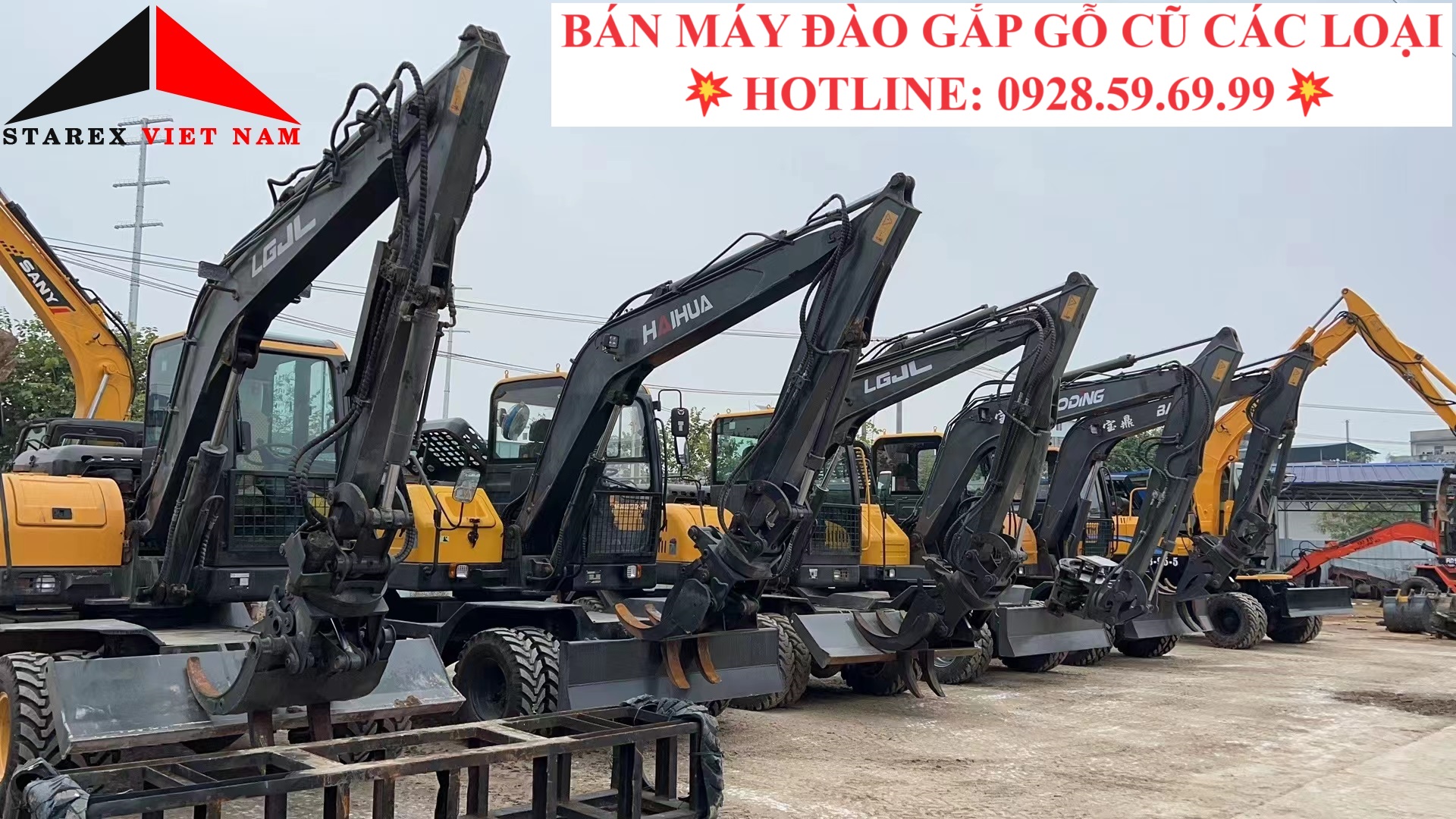 MÁY XÚC ĐÀO GẮP GỖ CŨ TRUNG QUỐC GIÁ RẺ