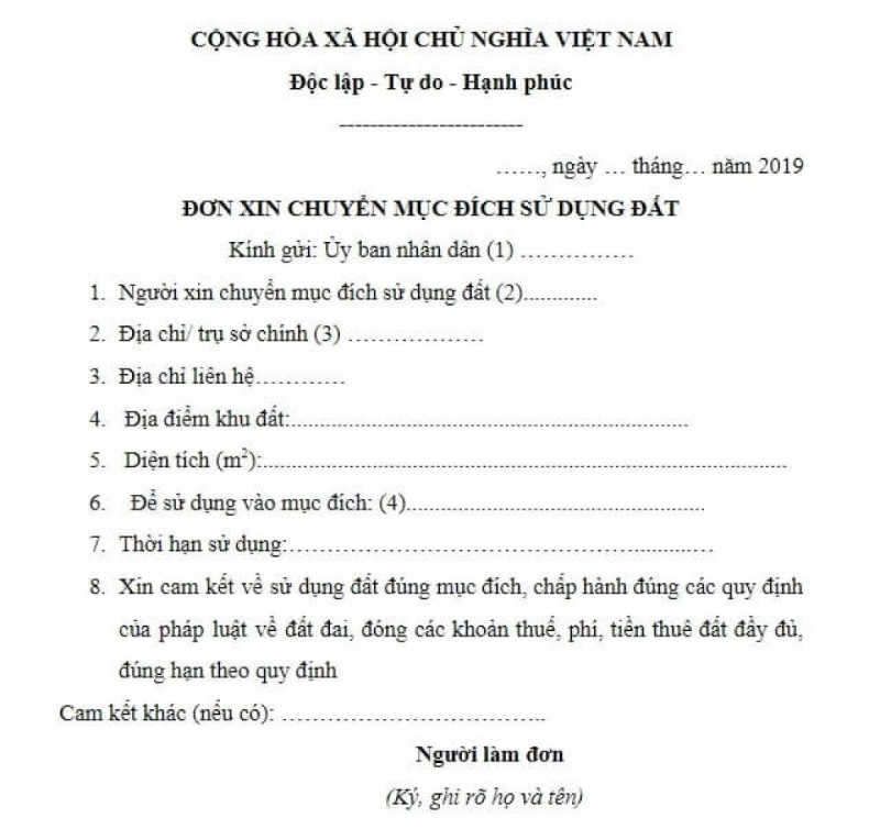 Đơn xin chuyển đổi