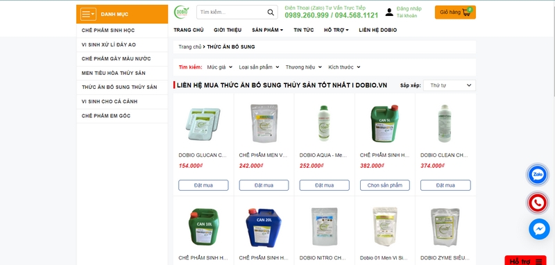 thức ăn bổ sung thủy sản tại DOBIO