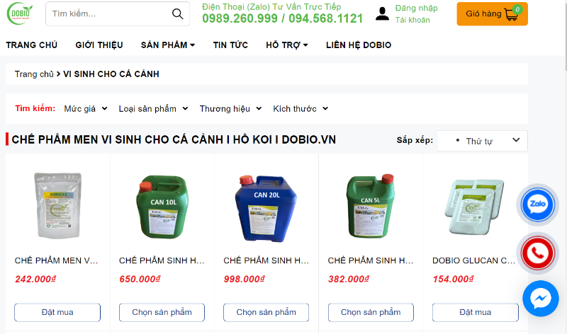 Dobio - Địa chỉ bán chế phẩm vi sinh cho bể cá uy tín
