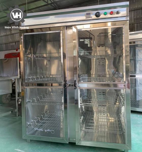Tủ sấy bát công nghiệp 2 cánh chất liệu inox 304 dày 1 ly chắc chắn