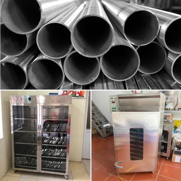 Tủ sấy công nghiệp phổ biến được làm từ inox 304 hoặc inox 201