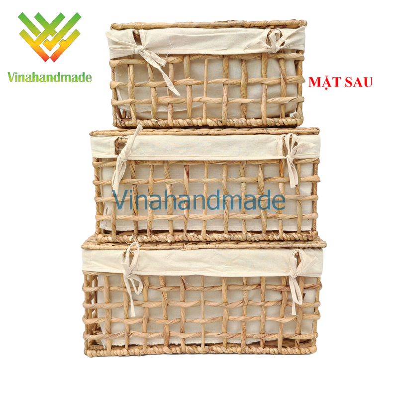 Giỏ lục bình đựng đồ đan vặn hàng thủ công xuất khẩu