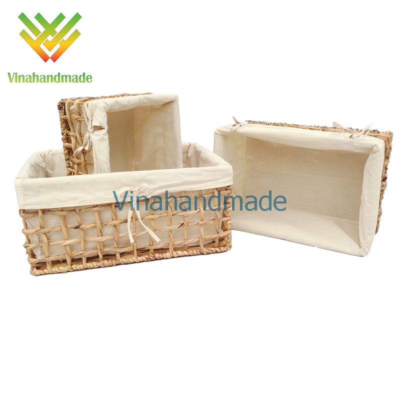 Giỏ lục bình đựng đồ đan vặn hàng thủ công xuất khẩu