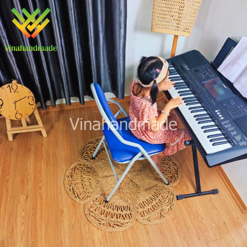 Thảm cói hình bông hoa đường kính 120cm