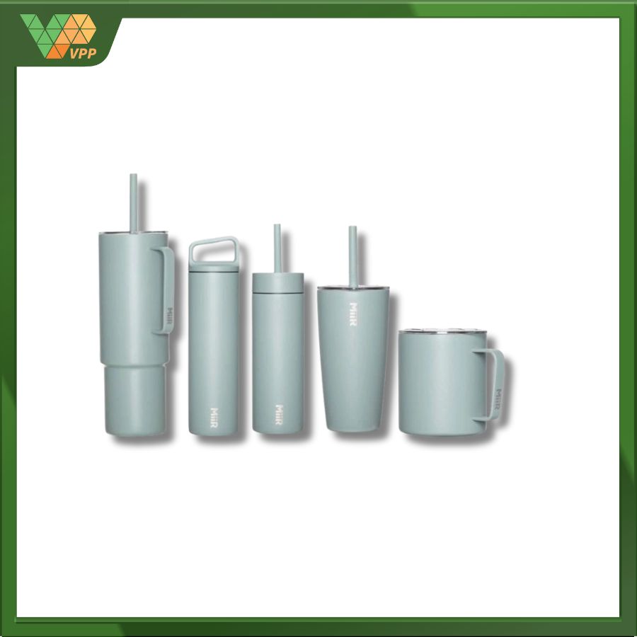 Bộ ly bình giữ nhiệt 5 món màu xanh sương mai