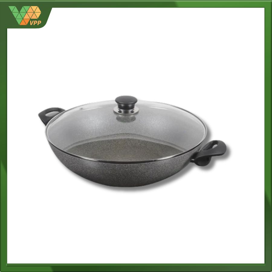 Chảo Wok nhôm chống dính nắp kính Ferrara BALLARINI
