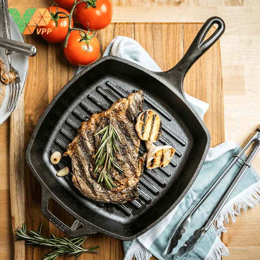 Lưu ý vệ sinh và sử dụng chảo gang nướng LODGE hình vuông 26.67cm