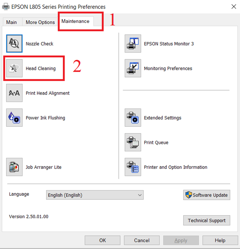 Chọn Head Cleaning