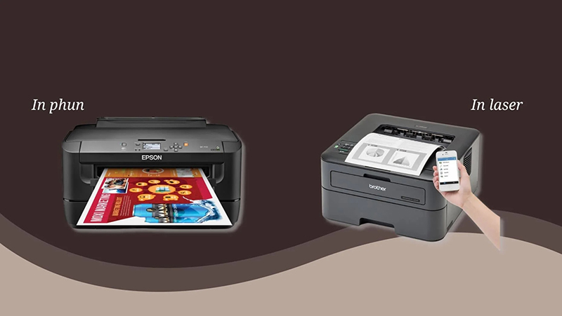 Máy in phun và máy in laser được xem là 2 loại máy in với nhiều tính năng vượt trội