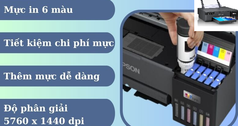 Máy in ảnh Epson sử dụng hệ thống mực 6 màu chuyên dụng tiết kiệm chi phí