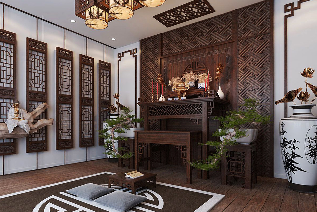 mẫu hình thiết kế nội thất phòng thờ 8