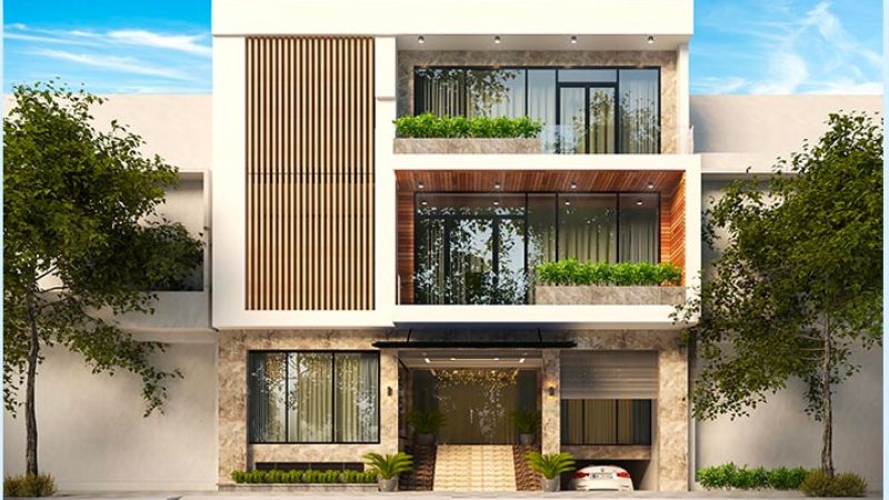 Thiết kế nhà phố có tầng hầm để xe