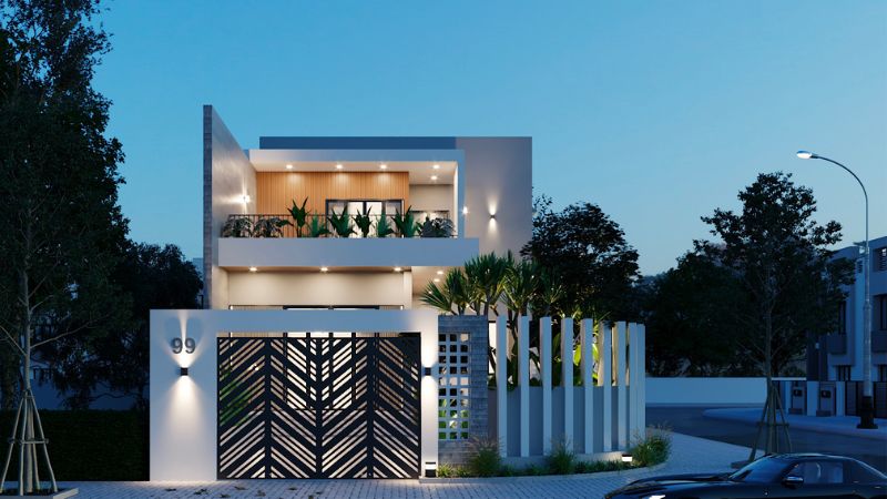 thiết kế nhà phố lô góc