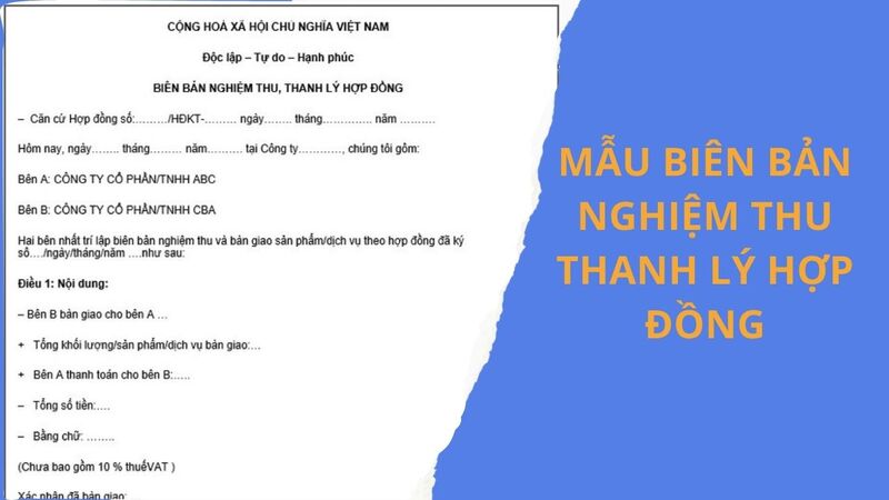 Mẫu biên bản nghiệm thu thanh lý hợp đồng