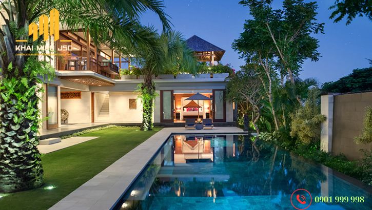 Không gian biệt thự cao cấp có diện tích sân vườn rộng lớn