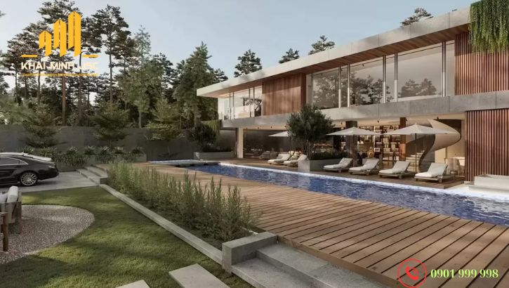 Mẫu thiết kế biệt thự nhà vườn cao cấp 2 tầng có hồ bơi