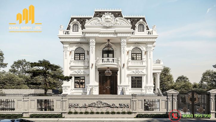 Thiết kế biệt thự cổ điển sang trọng hiện đại kiến trúc Pháp