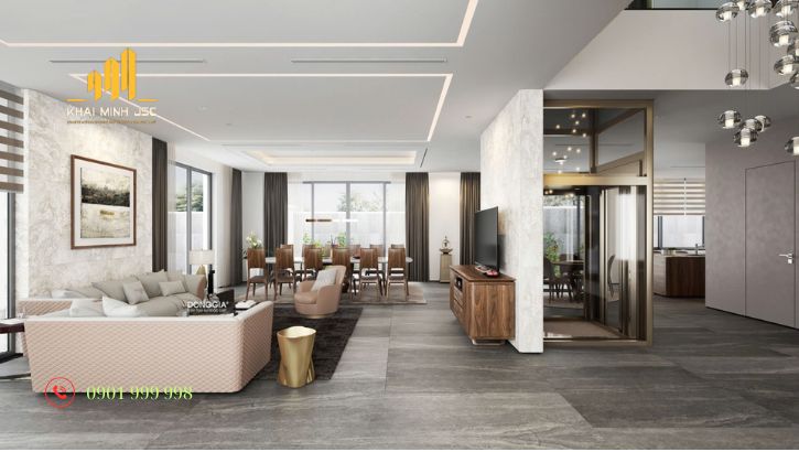 Gợi ý bố trí từng khu vực trong biệt thự không gian liên thông