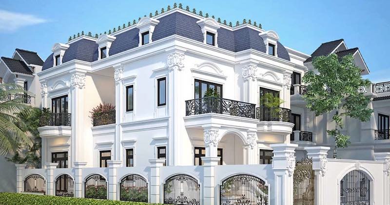 nhà 2 tầng với tầng tum hiện đại