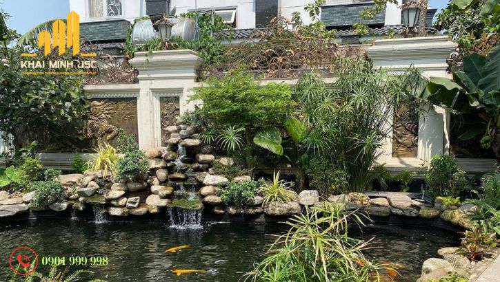 Mẫu biệt thự sinh thái với sân vườn hòn non bộ đẹp mắt