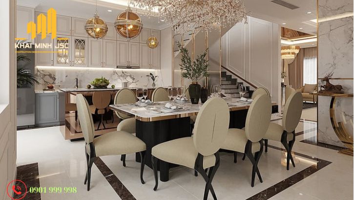 Nguyên tắc bố trí nội thất phòng bếp biệt thự hợp phong thủy