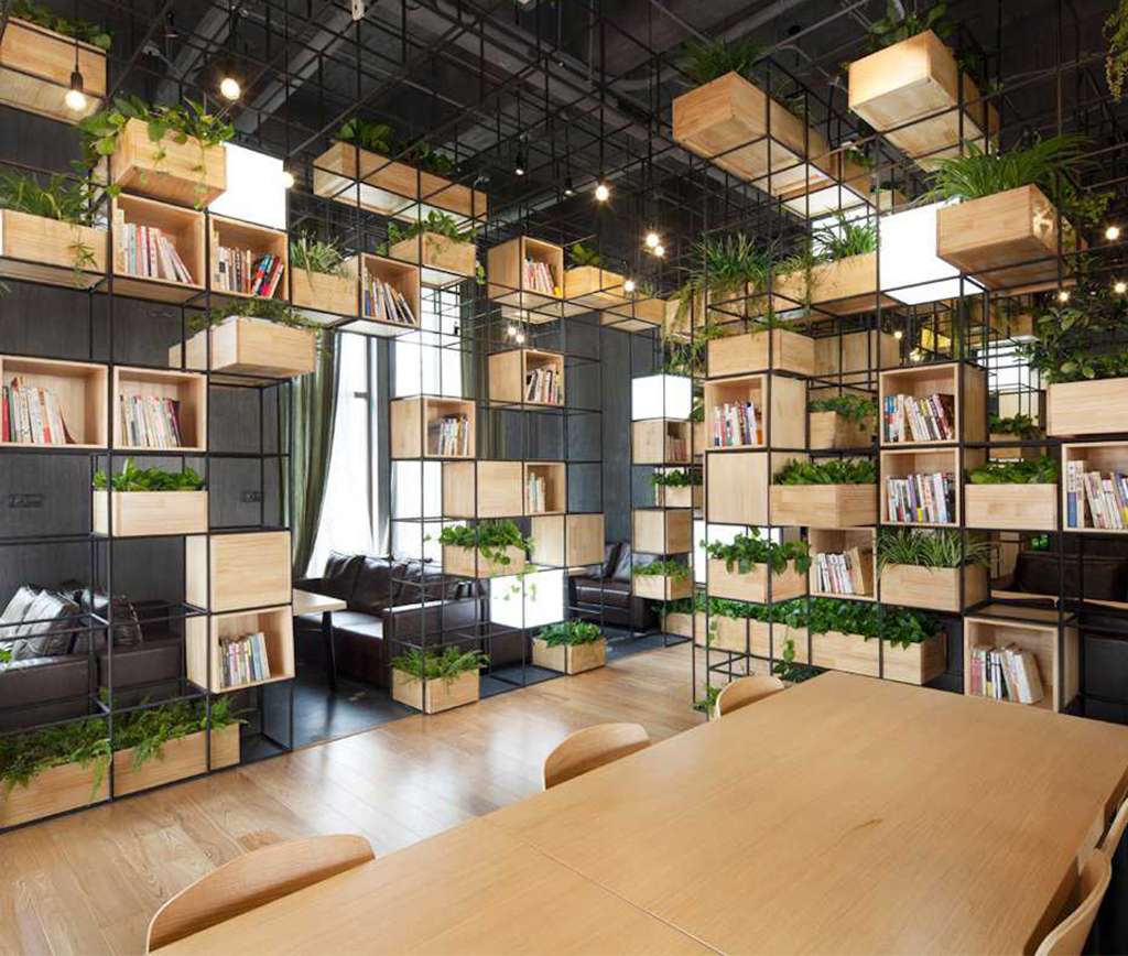 Bố trí nội thất quán cafe sách sân vườn