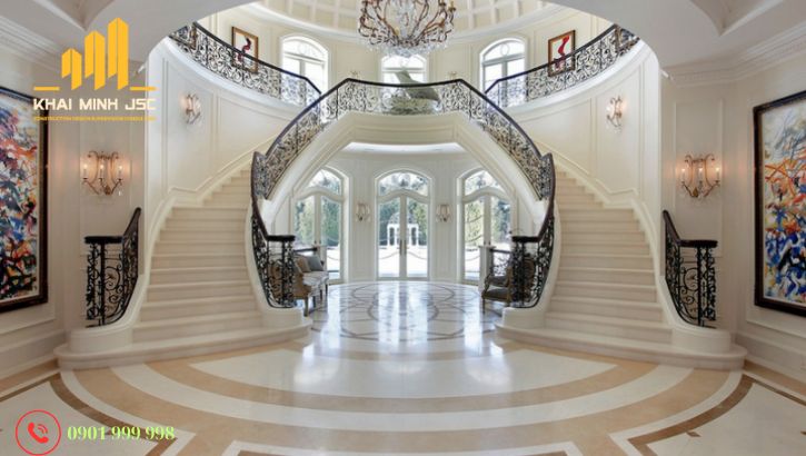 Bố trí cầu thang giữa nhà giúp tận dụng diện tích