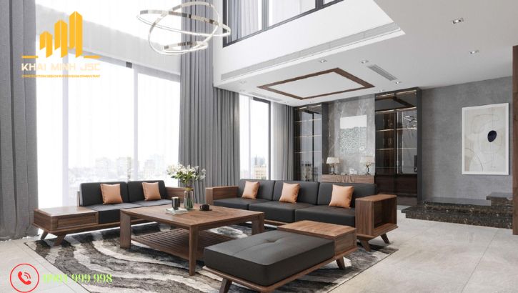 Rèm vải 2 lớp vừa chắn sáng vừa tiêu âm, lý tưởng cho biệt thự nhiều kính