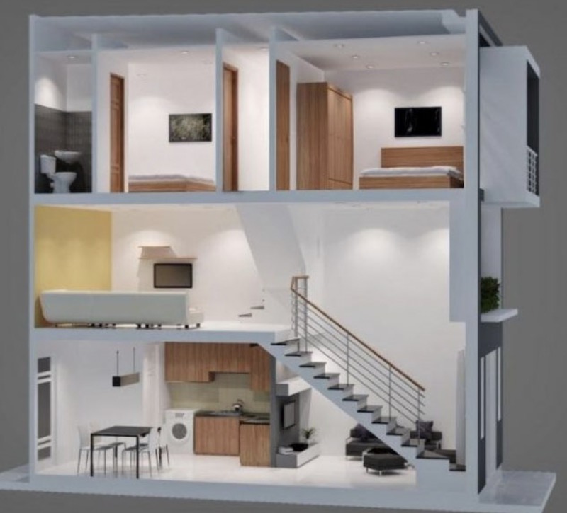 hình ảnh nhà 2 tầng mái bằng hiện đại