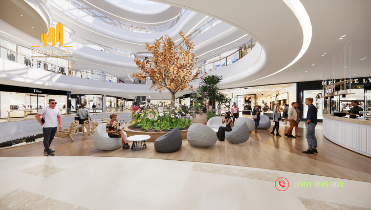 Kiến trúc sảnh trung tâm thương mại cao cấp tạo điểm nhấn trong không gian mở