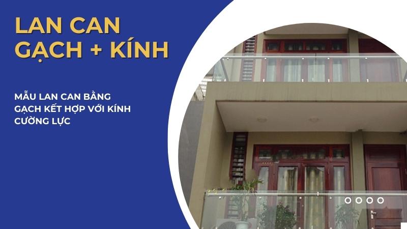Lan can bằng gạch và kính cường lực